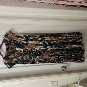 Teal/animal print dress